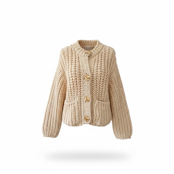 Zara Cream Chunky Knit Cardigan - Picture 3 of 3
